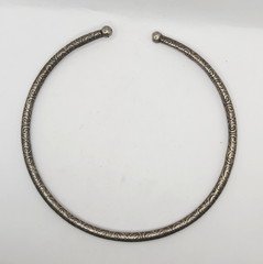 Vintage Silver Color Torc Torque Necklace Engraved Spiral Tribal Amazigh Berber