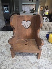 Vintage Solid Wood Heart Cutout Mini Doll Sized Wooden Chair 12" tallCottagecore