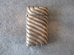 VINTAGE STERLING SILVER VESTA CASE MATCH SAFE SWIRL TEXTURED 1920s - 34.04g