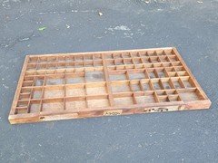 Vintage Stevens Type Letterpress Wood Printers Tray Drawer Shadow Box 32" x 16"