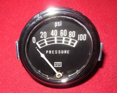 Vintage Stewart Warner 2 1/8" 0-100 psi coffin needle mech oil pressure gauge 57