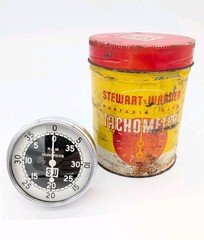 Vintage Stewart-Warner Portable Hand Tachometer Model 757-W & Can