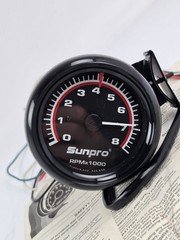 Vintage Sunpro 2-1/2" Mini Tach 8K RPM Tachometer Column Mount Cup Day 2 Hot Rod
