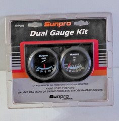 Vintage Sunpro 2” Dual Gauge Kit Amps Ammeter Oil Pressure CP7993 Actron Read