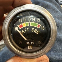 Vintage SW 1960s Stewart Warner Battery Charge Voltmeter Gauge 2-1/16" USA