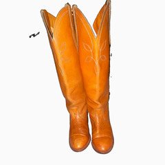 Vintage Tall Acme Women’s Brown Leather Western Pull-On Boots Round Toe US 7