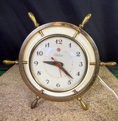 Vintage Telechron 7HB167 Electric Alarm Clock Ship Wheel Mid Century Working USA