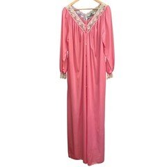 Vintage Ter-She Nightgown Pink Lace Grandmacore Coquette Romantic Victorian Plus