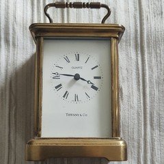 Vintage Tiffany & Co. Brass Quartz Battery Operated Carriage Mantel Clock   G24 