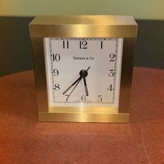 VINTAGE Tiffany & Co. "T Swiss" Bronze/Brass Clock New Battery TESTED Clean