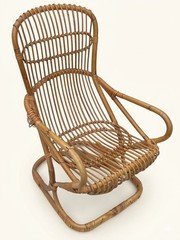 Vintage Tito Agnoli Style Bamboo & Rattan Armchair | MCM Accent Lounge Chair