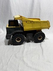 Vintage Tonka Dump Truck XMS 975 Yellow Black Pressed Steel ~10x17” Toy