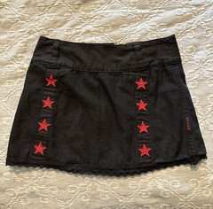 VINTAGE TRIPP NYC Women's M Black/Red Pinstripe REVERSIBLE Mini Skirt