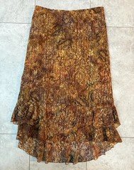Vintage Units USA Med Paisley Midi Skirt Brown Boho Western Cottagecore Made USA