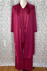 Vintage Vanity Fair 3 Pc Magenta Short Sleeve Pajama Set w/Robe, Size M, Unworn