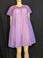 Vintage  Vassarette Chiffon Purple DBL Layer Lingerie Dressing  Peignoir Robe