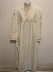 Vintage Vassarette Half Zip Cream Long Maxi Bathrobe Robe L Large With Lace 80’s