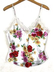 Vintage Victoria's Secret Camisole Womens Medium Gold Tag Floral Sexy Lace Fairy