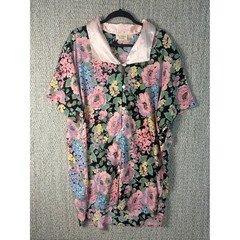 Vintage Victorias Secret Floral Nightgown Pink Satin Collar Button Front M/L