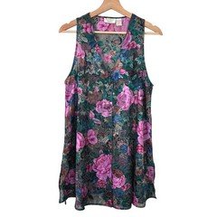 Vintage Victorias Secret Gold Label Floral Rose Sheer Nightie Sleep Shirt M/L