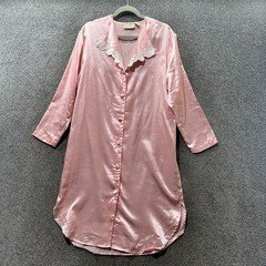 Vintage Victorias Secret Gold Label Pink Satin Lace Nightgown Sleep Shirt M/L