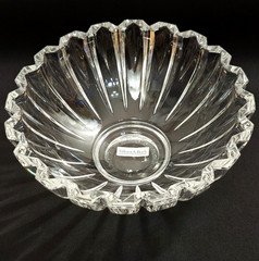 Vintage VILLEROY & BOCH Crystal Large Serving Platter Plate Bowl Scalloped Edge