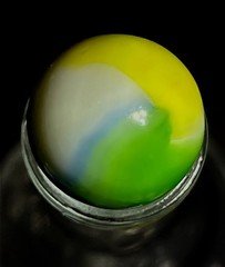 Vintage Vitro Agate Tri-Lite Easter Egg Marble 5/8”