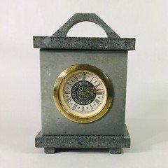 Vintage West German Mercedes Grey Slate Winding Mechanical Mantle Clock