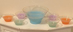 Vintage West Virginia Glass Blendo 7 Pc Salad Bowl Set