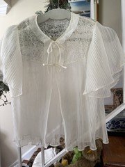 Vintage White Accordion Pleated Bed Jacket Sheer