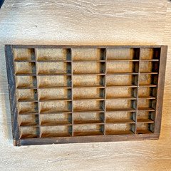 Vintage  Wooden  Letterpress Printers Type Case Shadow Box 11” X 16