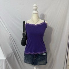 Vintage Y2K Purple Lace The Limited Tank Top Cami 