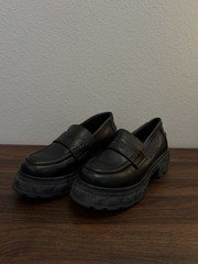 Viron Progres Black Apple Vegan Leather Chunky Platform Penny Loafers EU 38 US W