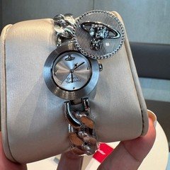 Vivienne Vintage Style Silver Dial Bracelet Flip Women's Quartz Watch In Box