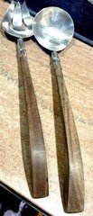 Vntg Large 13” Signed Saul Mexico Sterling Silver Rosewood Salad Servers 238 Gr
