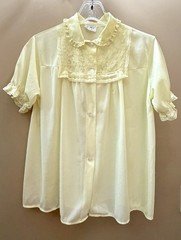 Vtg 50s PhilMaid Bed Jacket Pajama PJ Top Yellow-Lace Peter Pan Collar  S/M 36