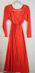 VTG 60'S-70'S SEARS*LOVELY!ORANGE WRAP FULL SWEEP HOSTESS GOWN NIGHTGOWN*XS/S 34
