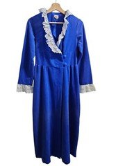 VTG 70s Montgomery Ward Velvet Lace Trim Hostess Gown Robe Grannycore Sz 11/Med