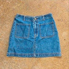 Vtg 90s Gap Denim Front Pockets Jean Mini Skirt Sz 4 Cottagecore Whimsy Fairy