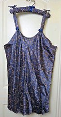 Vtg 90s Shiny Satin Navy Blue Paisley Nightgown Chemise JWS Intimates Size 3X