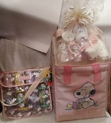 Vtg Baby Snoopy Pink 13 Piece Baby Gift Set + Baby Snoopy Pink 4 Bottle Set *Tag