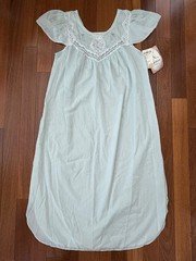 Vtg BARBIZON Briana Ballet Blue Nightgown Embroidery Cottagecore Granny SMALL