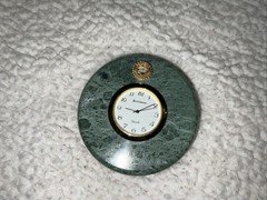VTG Benchmark Quartz Clock Watch Paperweight Marble Green City Of Houston Texas