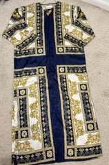 VTG Caberet Half Zip Robe Regal Silky Caftan Loungewear Size Med Mrs Roper Mumu