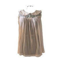 Vtg.  Carol Brent Pale Pink Sheer Accordion Pleat & Lace Shortie Nightie M 34-36