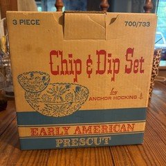 VTG. Chip And Dip 3 piece Set 700-733 Anchor Hocking Early American Prescut NOS
