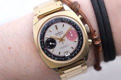 Vtg Gruen Raspberry Chronograph Men's 37mm Watch Valjoux 7734 Runs Great