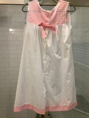VTG ILGWU Nightgown Lingerie Pink & White Check,  Daycron, Nylon, Cotton, Large