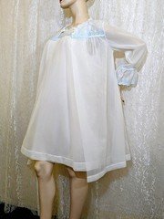 VTG Komar Double Layer Chiffon Nightgown Peignoir Robe Set Embroidery Eyelet M