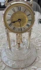 VTG Linden Quartz Anniversary Dome Clock Swarovski Crystal Balls - Keeps Time